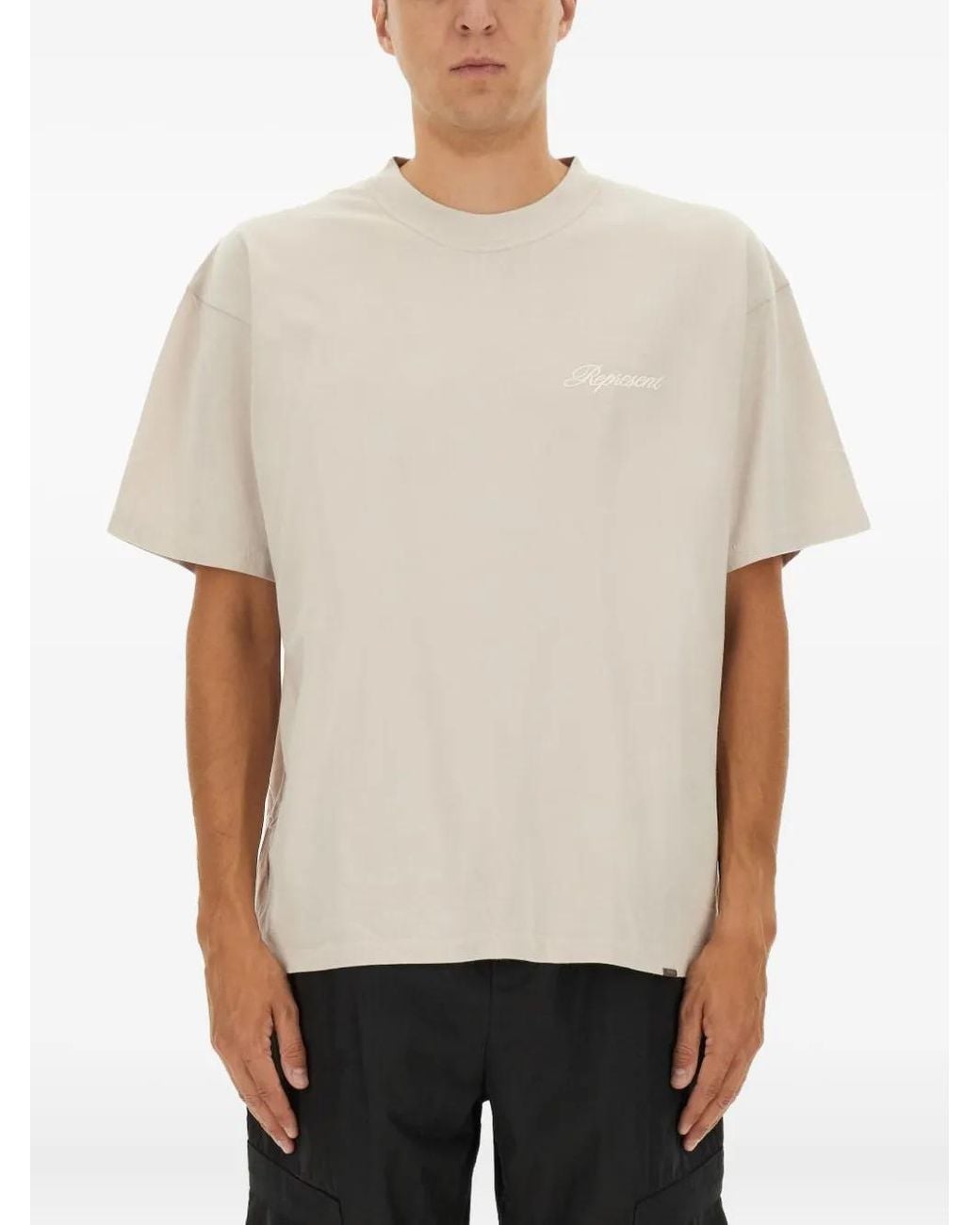 Represent White Logo Crew Neck T-Shirt for men