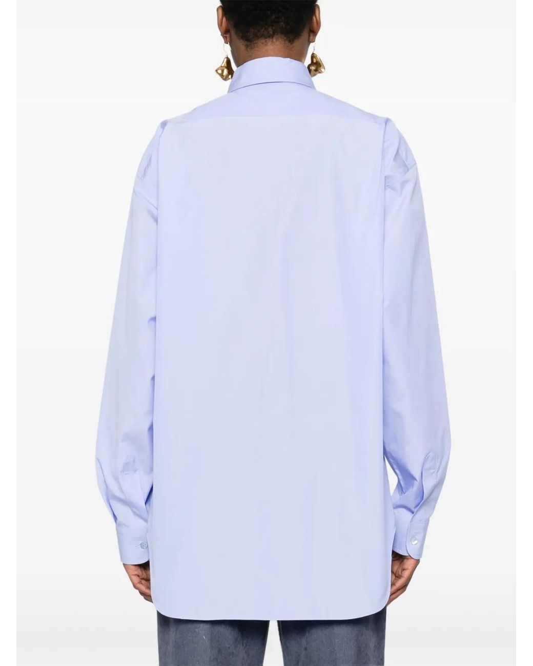 Moschino Blue Logo-Embroidered Shirt