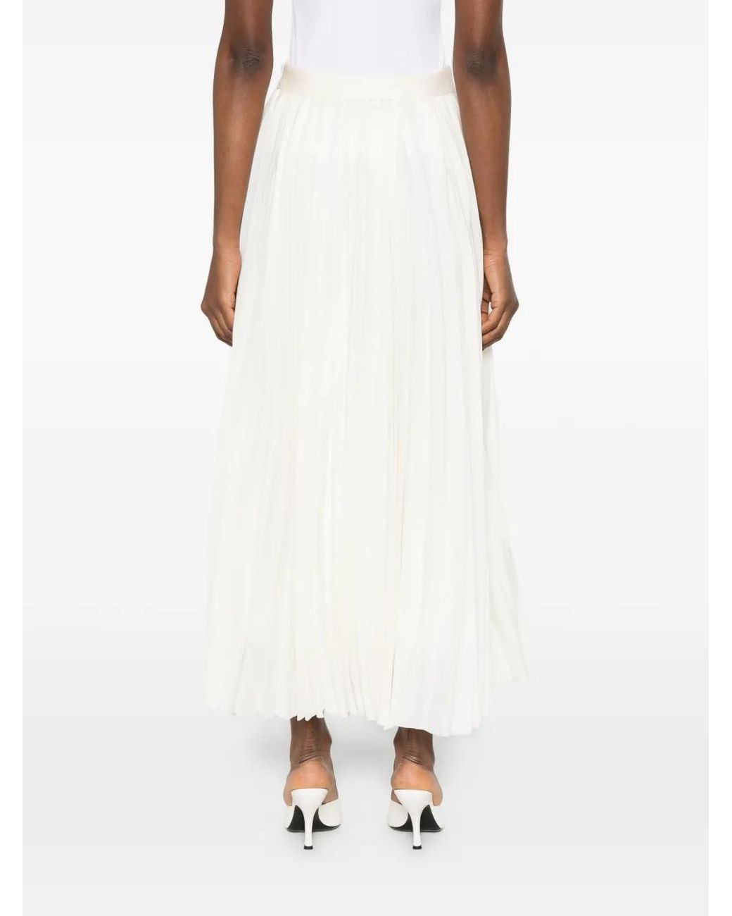 R2W White Elasticated Waistband Pleated Skirt