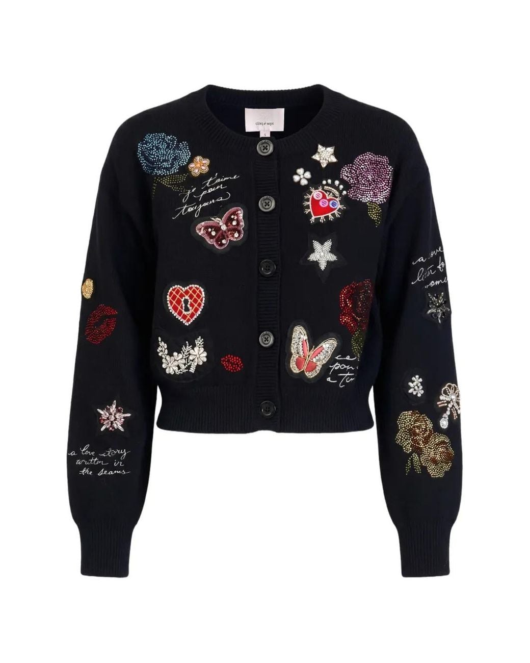 Cinq À Sept Black Embellished Lisette Cardigan