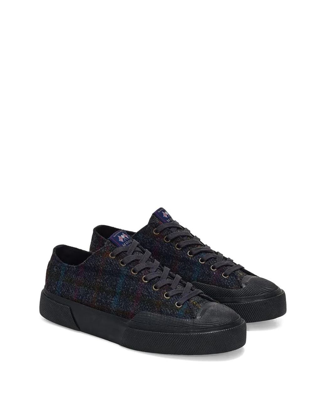 Superga Black Wool Patchwork Sneakers for men