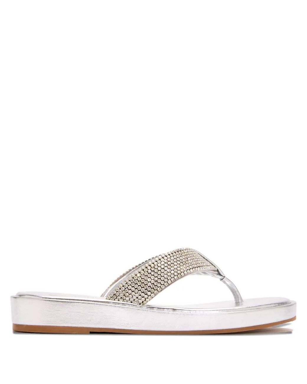 SCHUTZ SHOES White Crystal-Embellished Thong Sandals