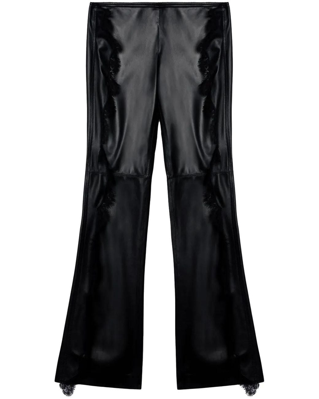 Off-White c/o Virgil Abloh Blue Lace-Trim Leather Trousers