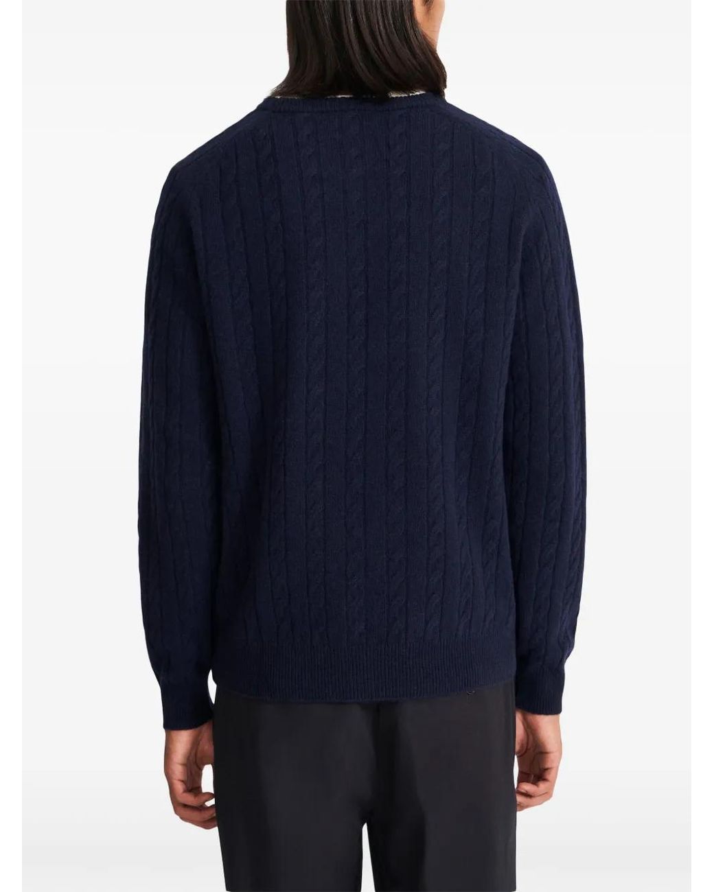 Pringle of Scotland Blue Cable-Knit Lambs Wool Jumper for men