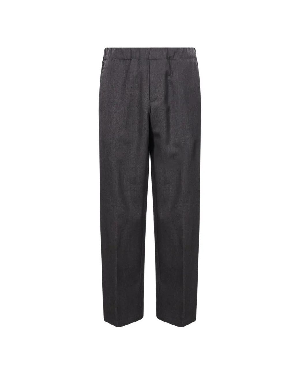 Costumein Gray Elasticated-Waistband Pressed-Crease Trousers for men