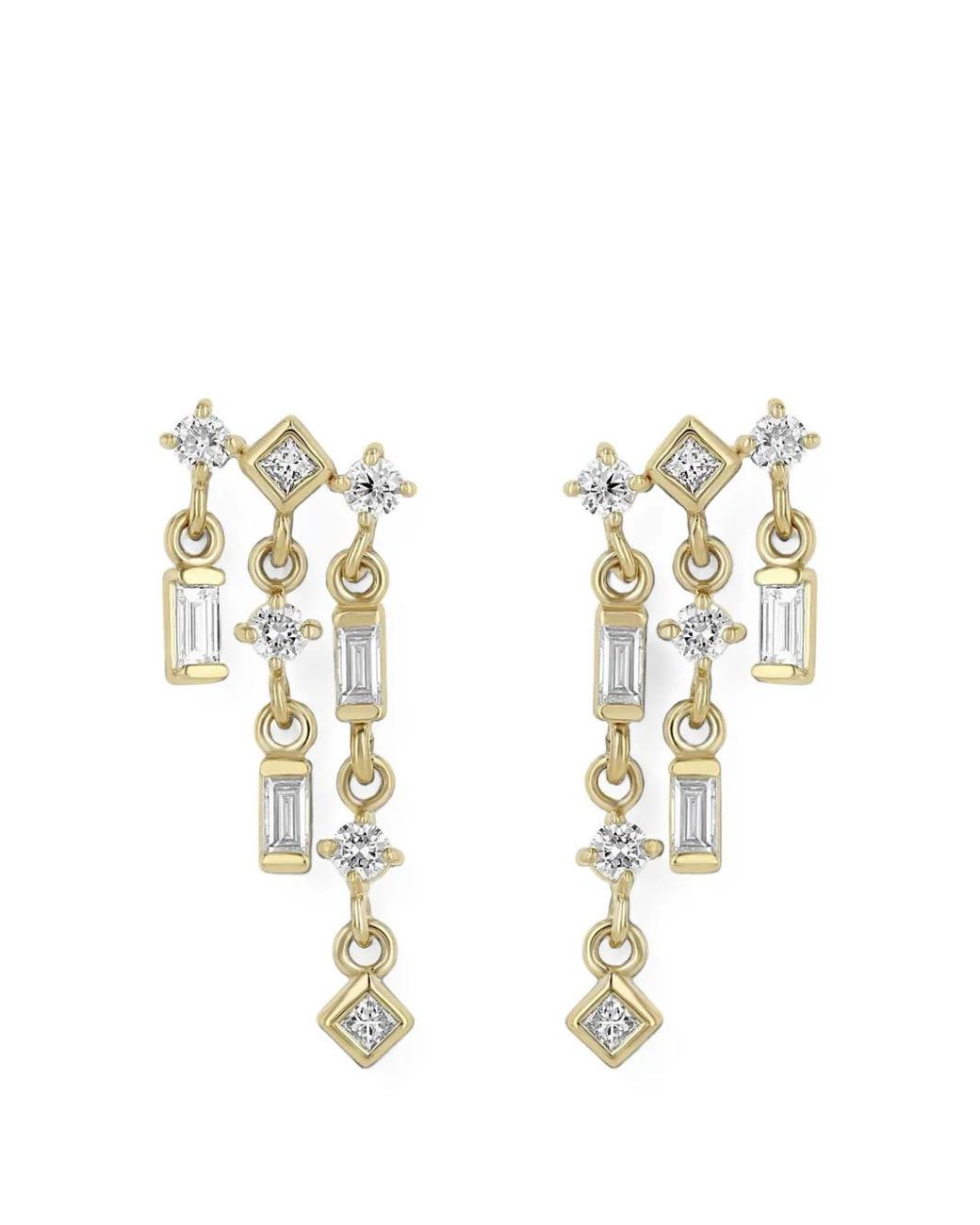 Zoe Chicco Metallic Linked Waterfall Diamond Earrings