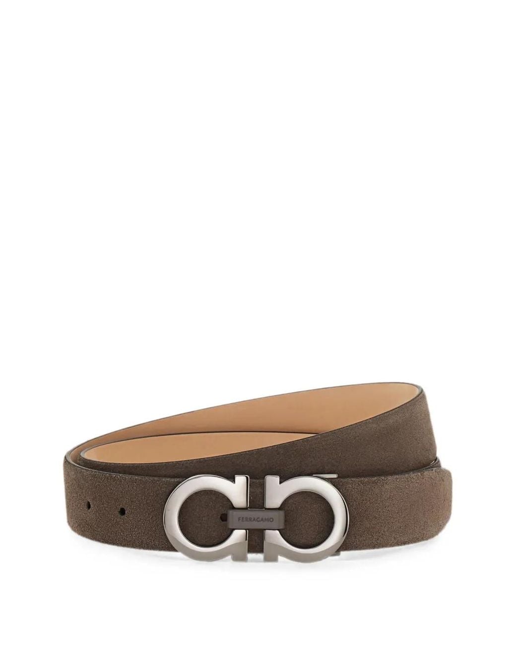 Ferragamo Brown Adjustable Gancini Belt for men