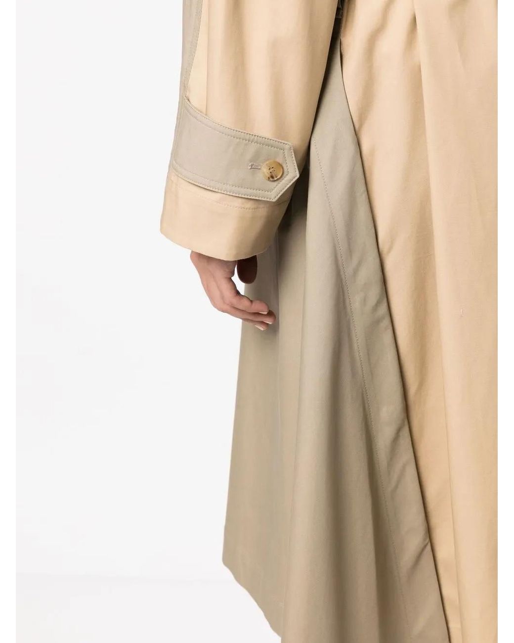 Goen.J Natural Double-Breasted Two-Tone Trench Coat