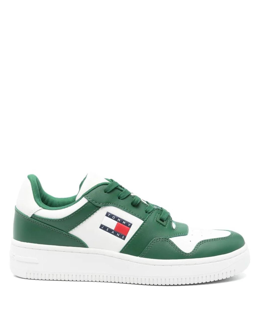 Tommy Hilfiger Green Retro Basket Sneakers for men