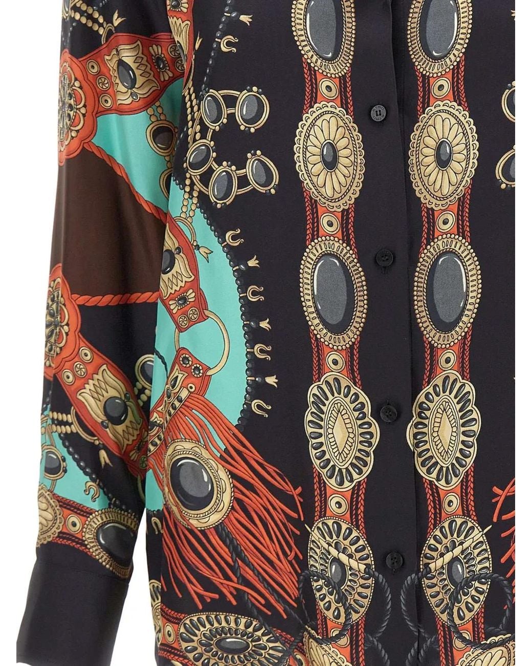 Etro Black Jewelry-Print Silk Shirt