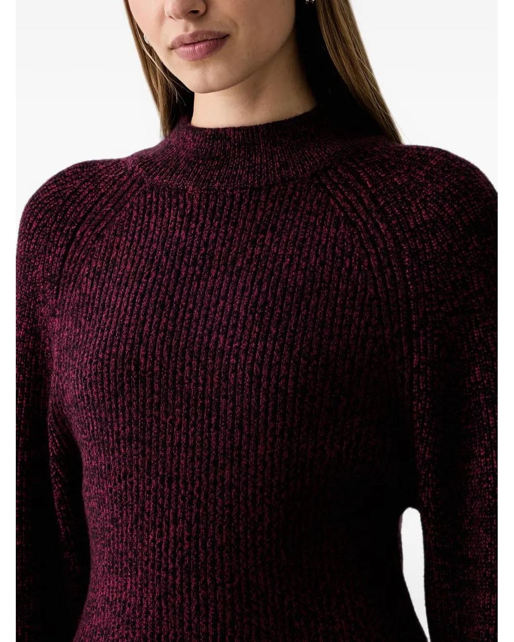 DKNY Red Ribbed-Knit Raglan-Sleeve Sweater