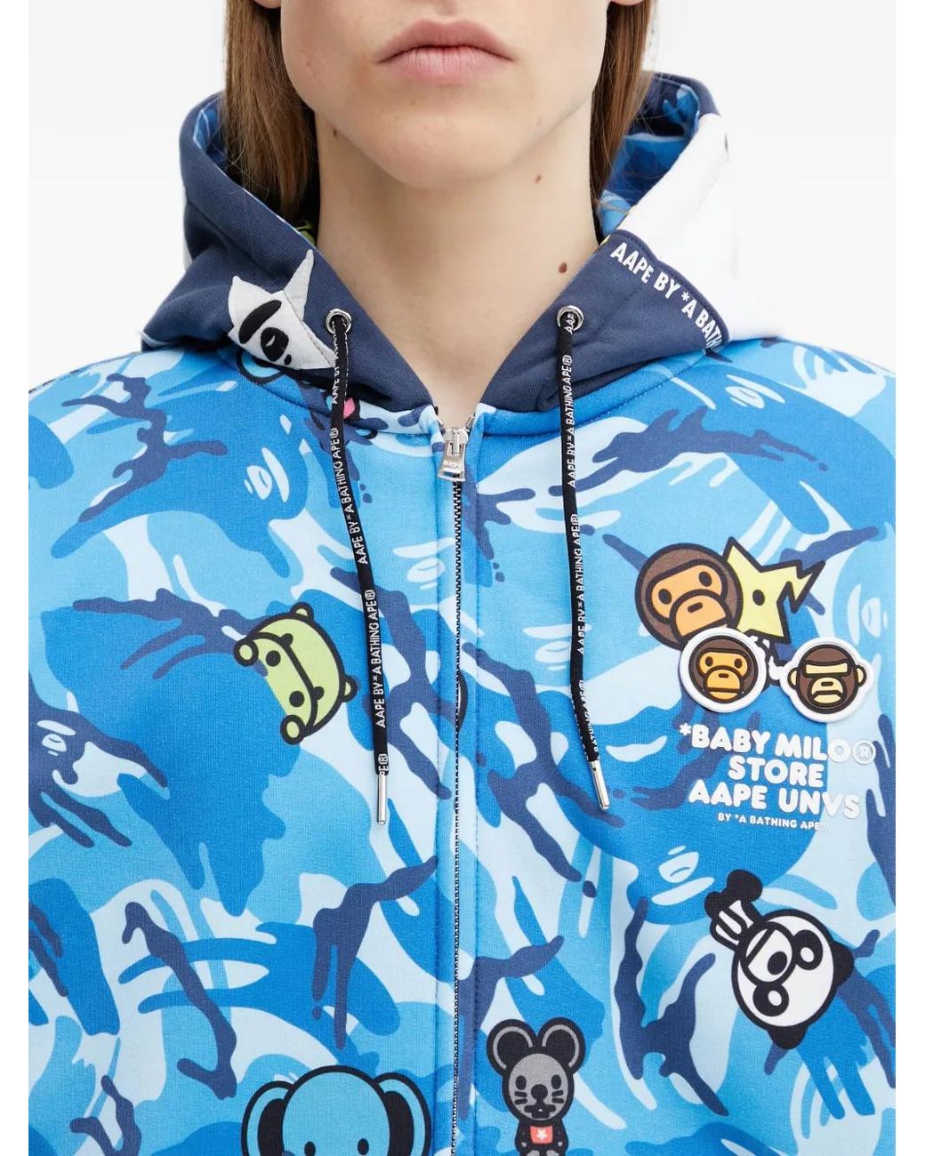 Aape By A Bathing Ape Blue Hoodie Baby Milo À Motif Camouflage for men