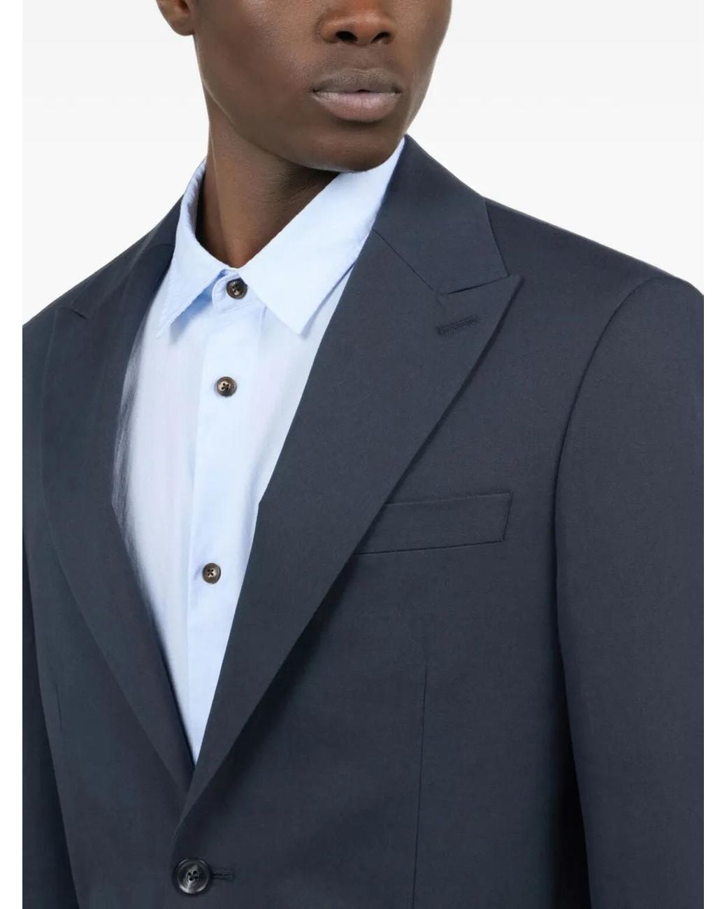 Roberto Cavalli Blue Peak-Lapels Single-Breasted Suit for men