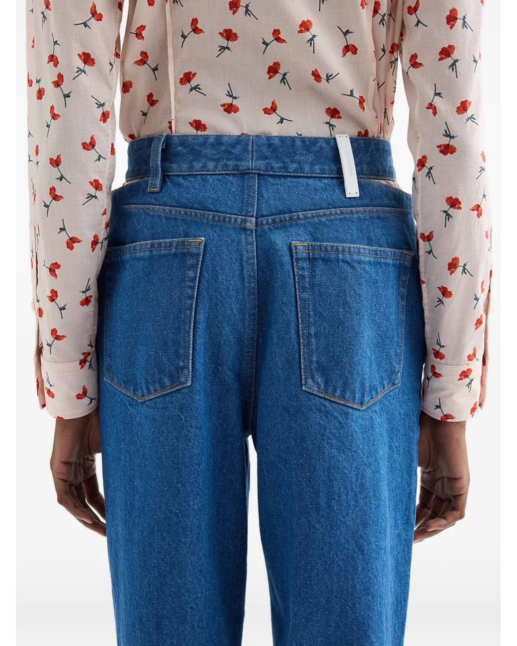 Jil Sander Blue Jeans With Cut-Out Detail