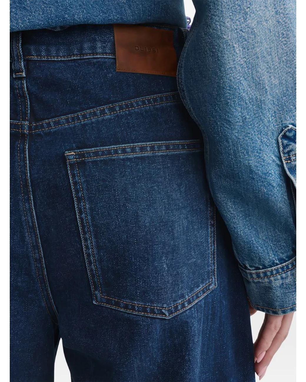 DL1961 Blue Miro Barrel-Leg High-Rise Jeans