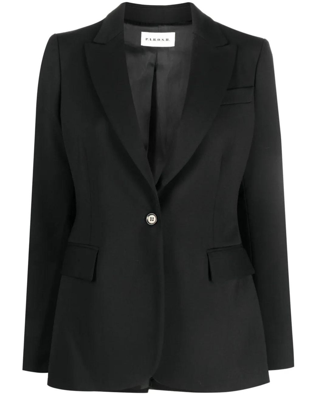 P.A.R.O.S.H. Black Single-Breasted Virgin Wool Blazer