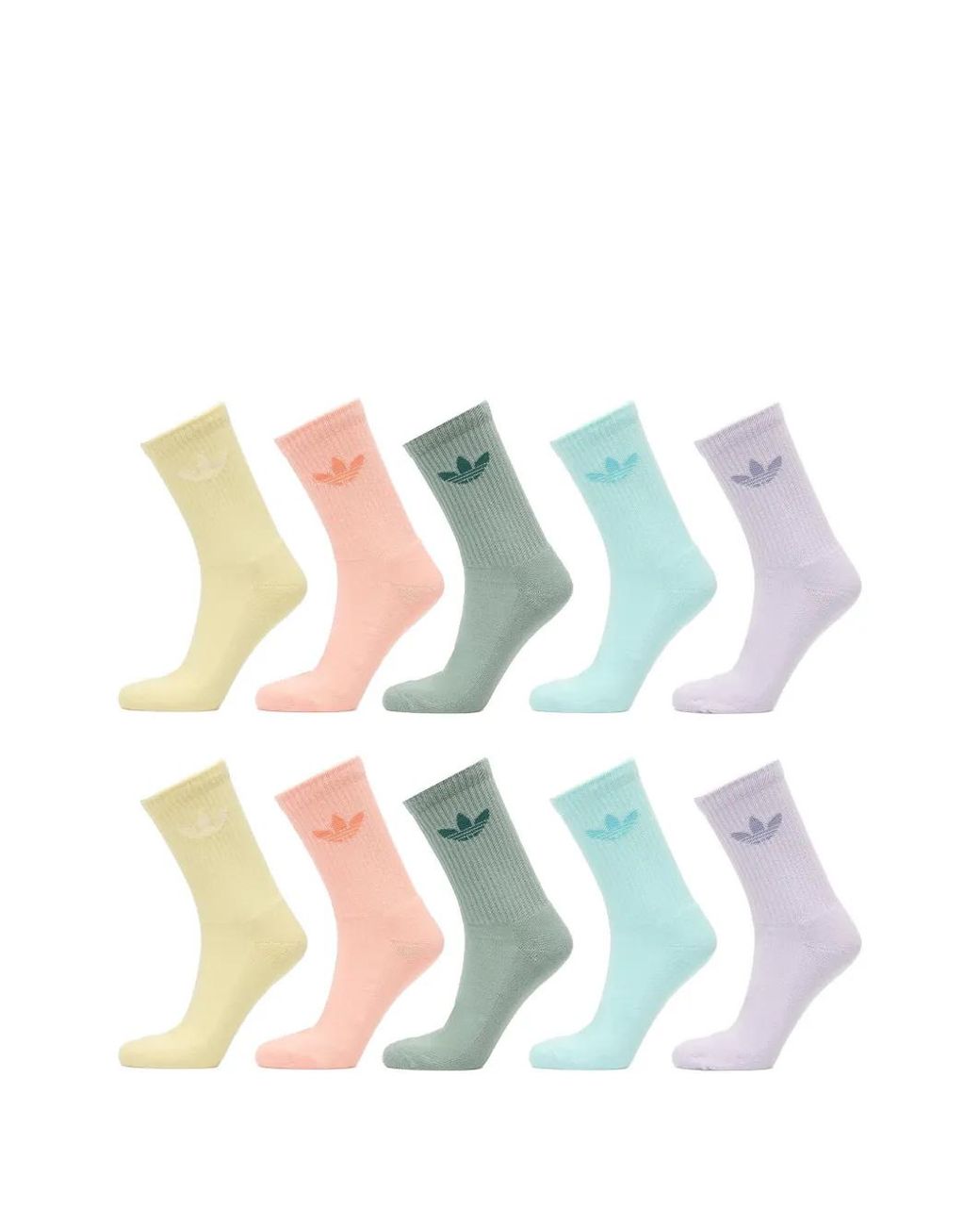 Adidas Blue Lot De 10 Paires De Chaussettes Trefoil En Maille Côtelée