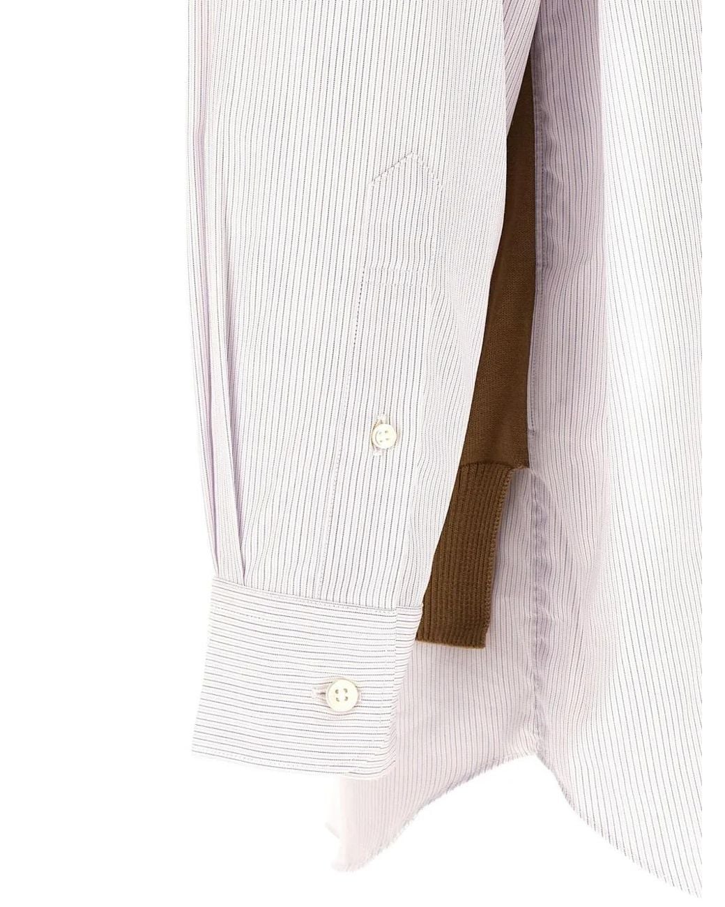 Comme des Garçons Natural Striped Panelled Zip-Up Shirt for men
