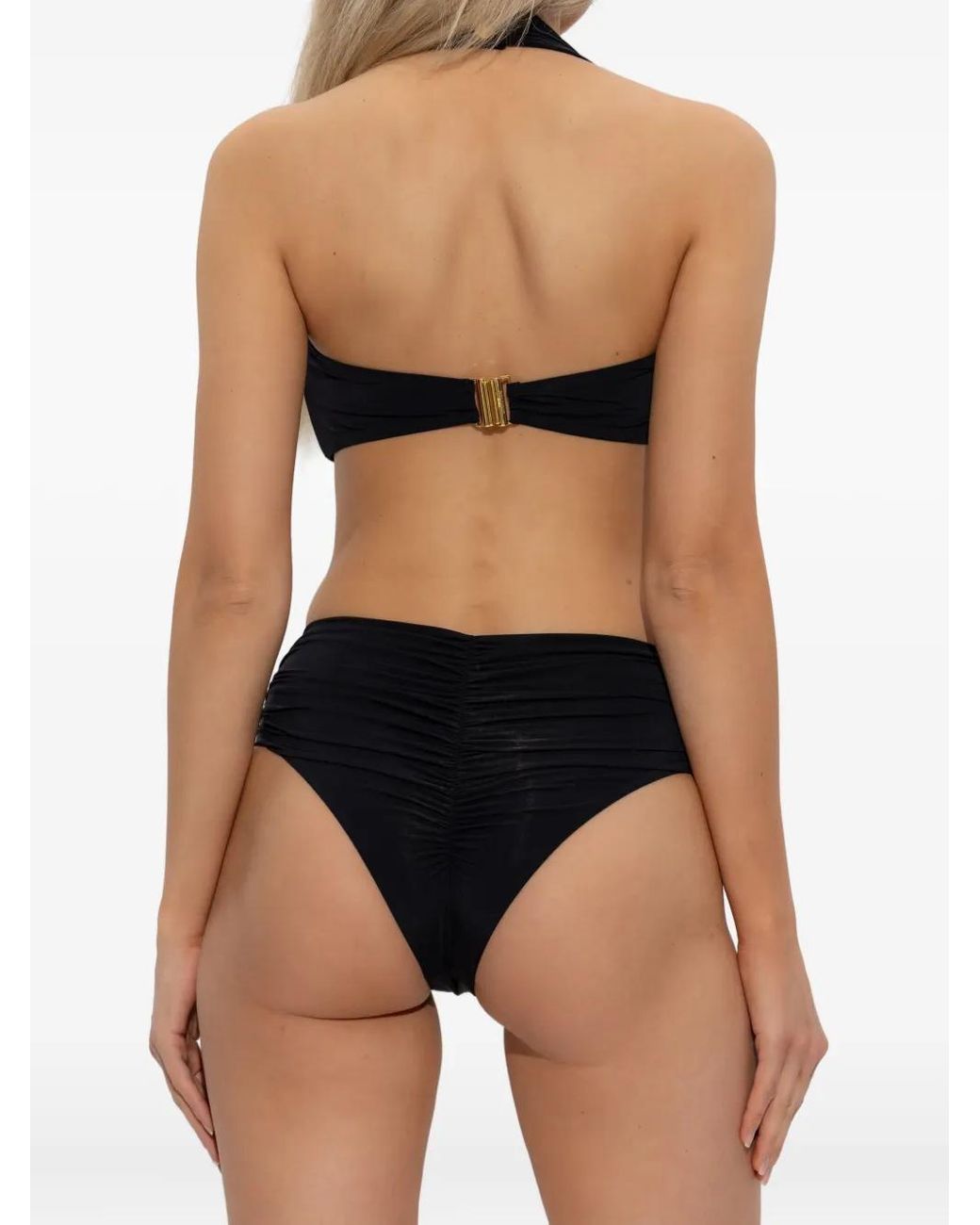 Balmain Black Halterneck Ruched Bikini