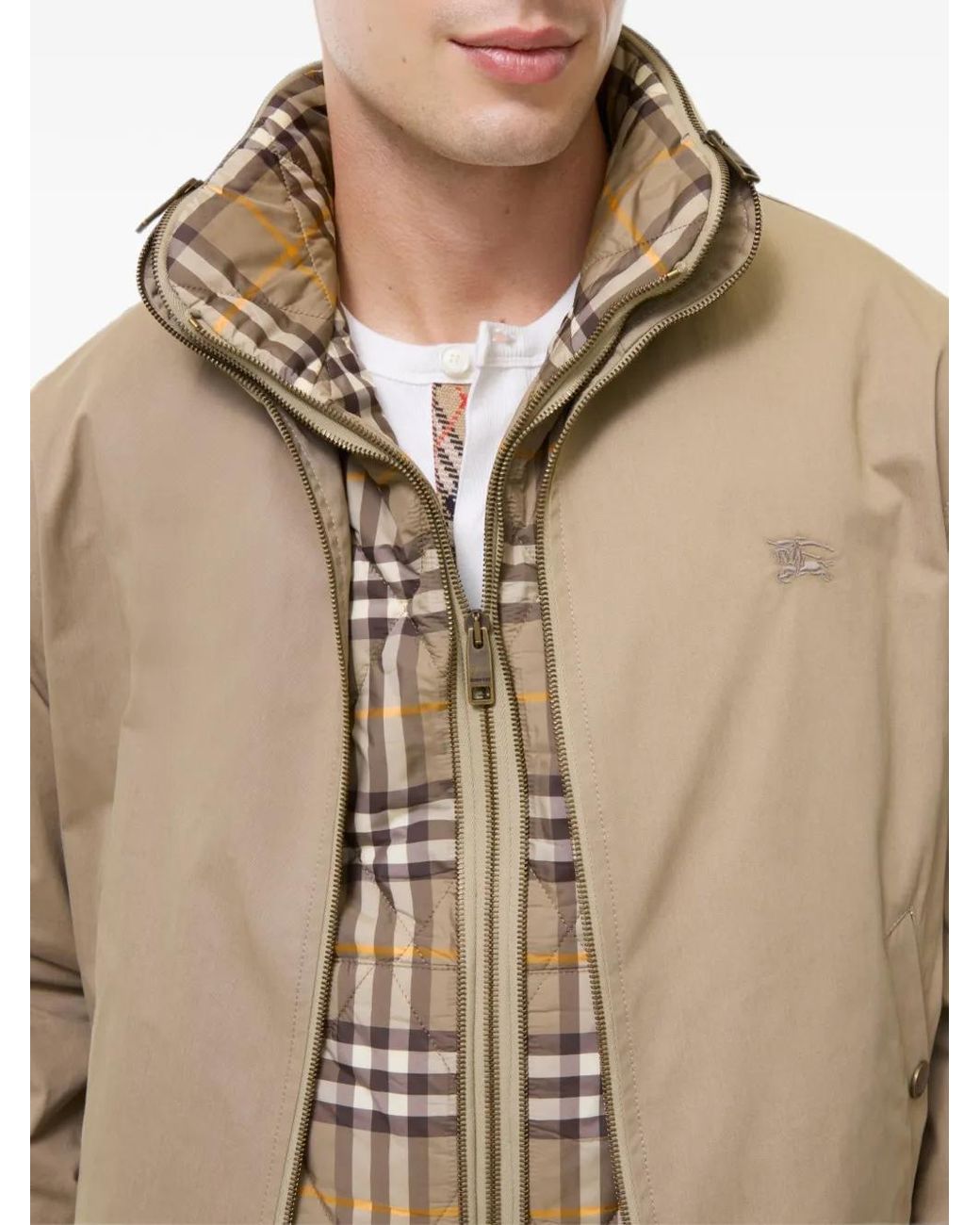 Burberry Natural Veste En Sergé De Coton Avec Doublure Gilet Zippé for men