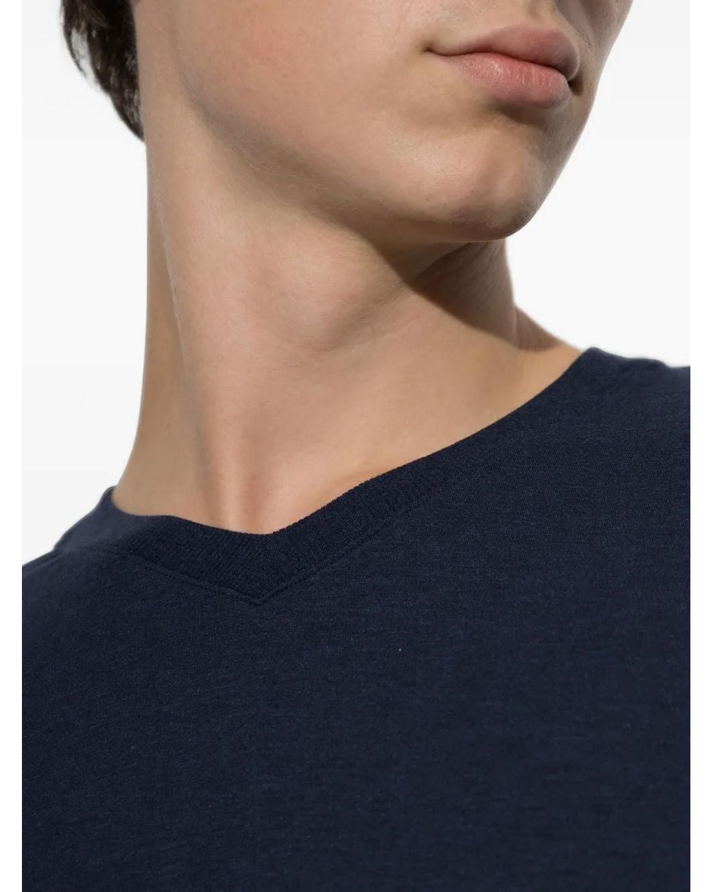 Hanro Blue Long-Sleeve V-Neck Sweater for men