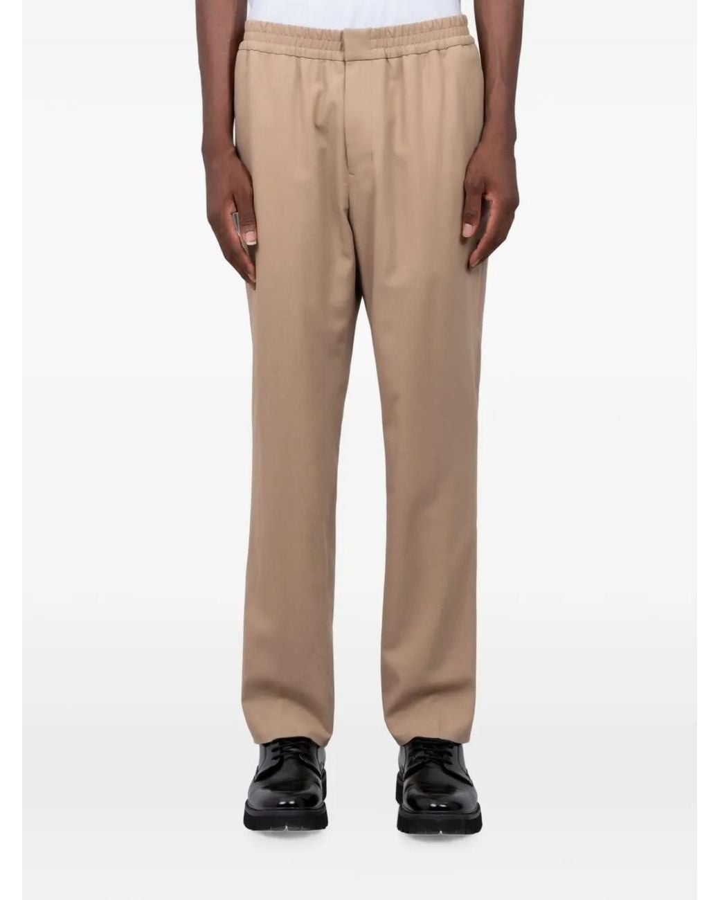 AMI Natural Elasticated-Waist Wool Trousers for men