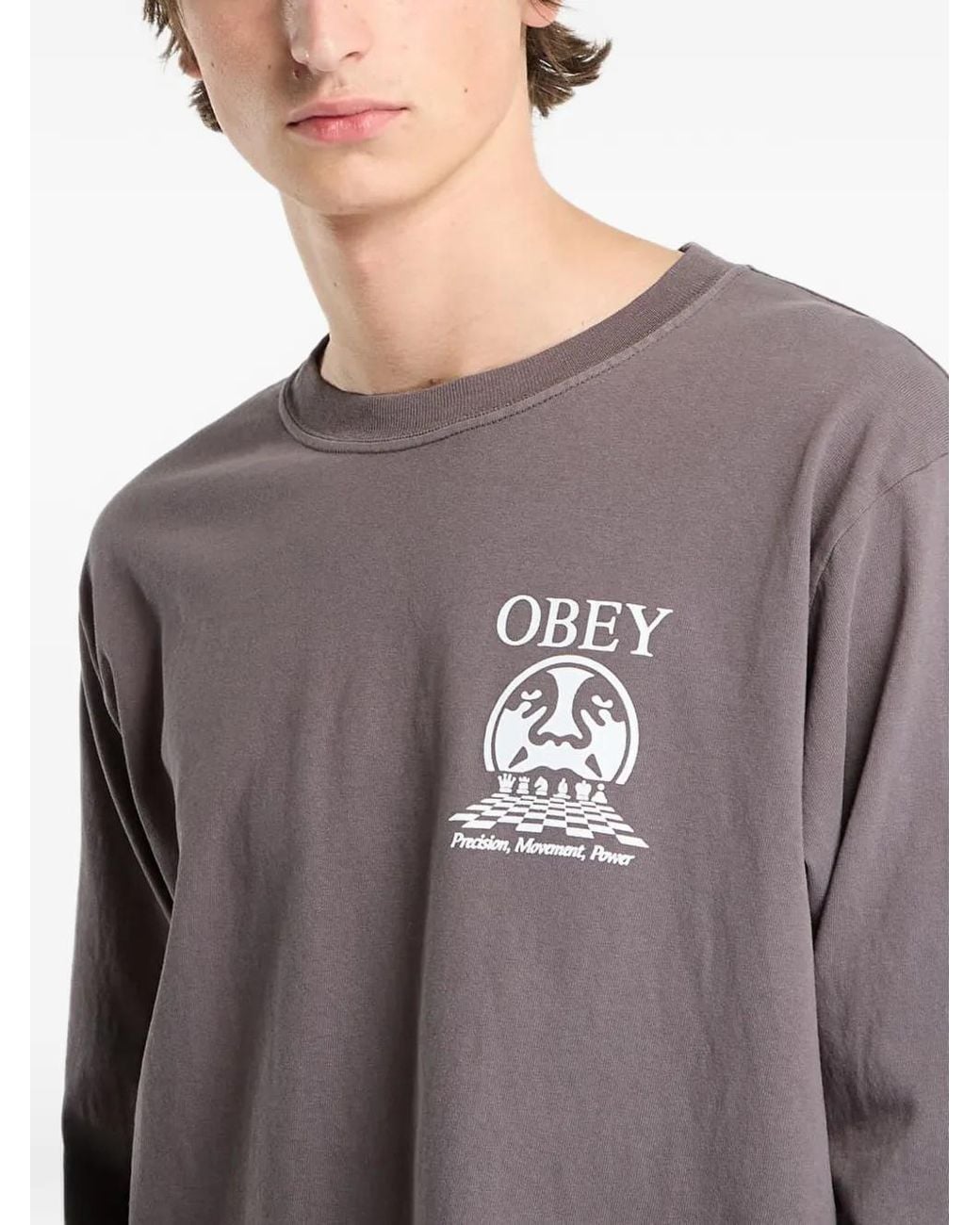 Obey Gray Precision Graphic-Print T-Shirt for men