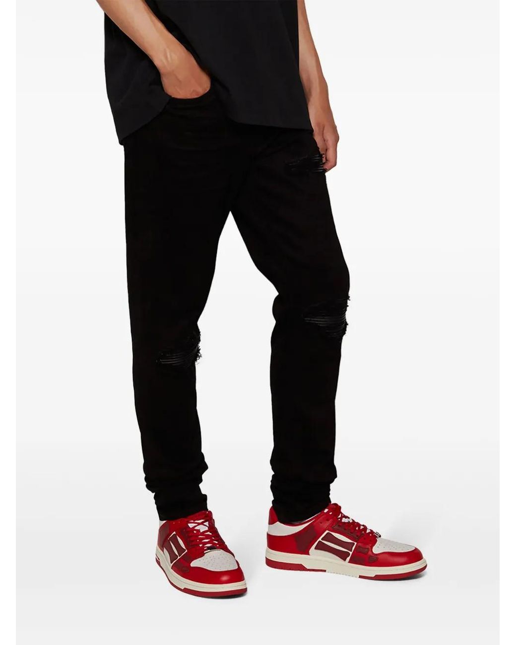 Amiri Red Skeleton Sneakers, 100% Leather for men