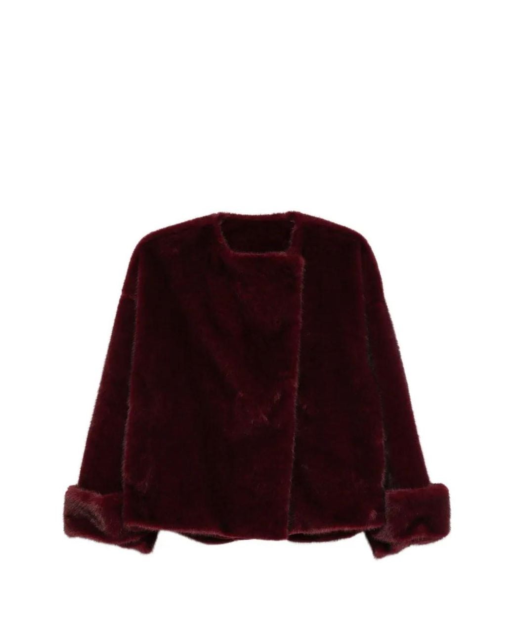 Antonelli Red Faux-Fur Wide-Collar Jacket