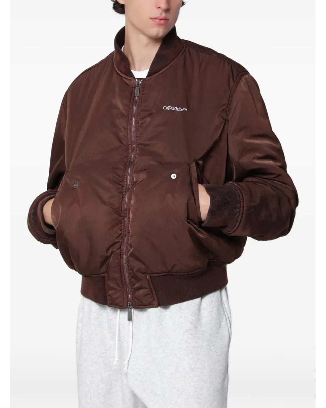 Off-White c/o Virgil Abloh Brown Arrows-Embroidered Bomber Jacket for men