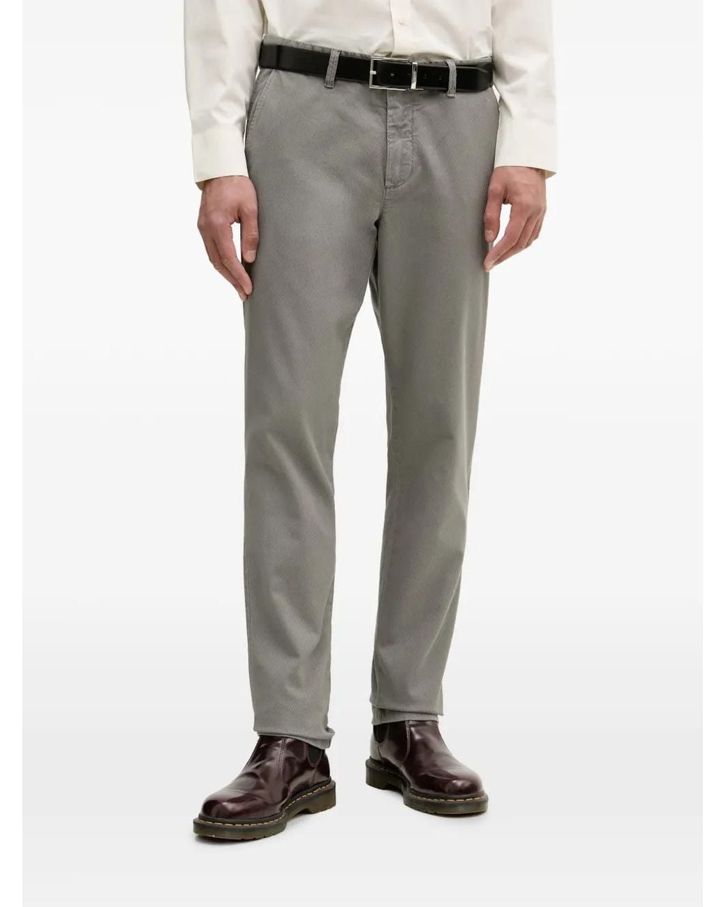 Benetton Gray Textured Chino Trousers for men
