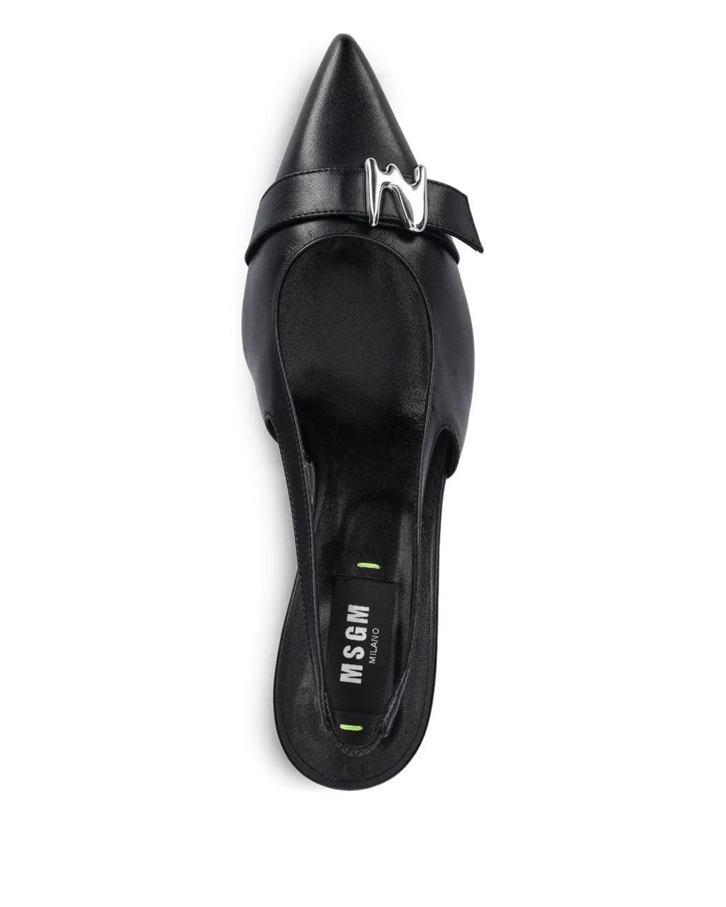 MSGM Black Slingback Leather Pumps