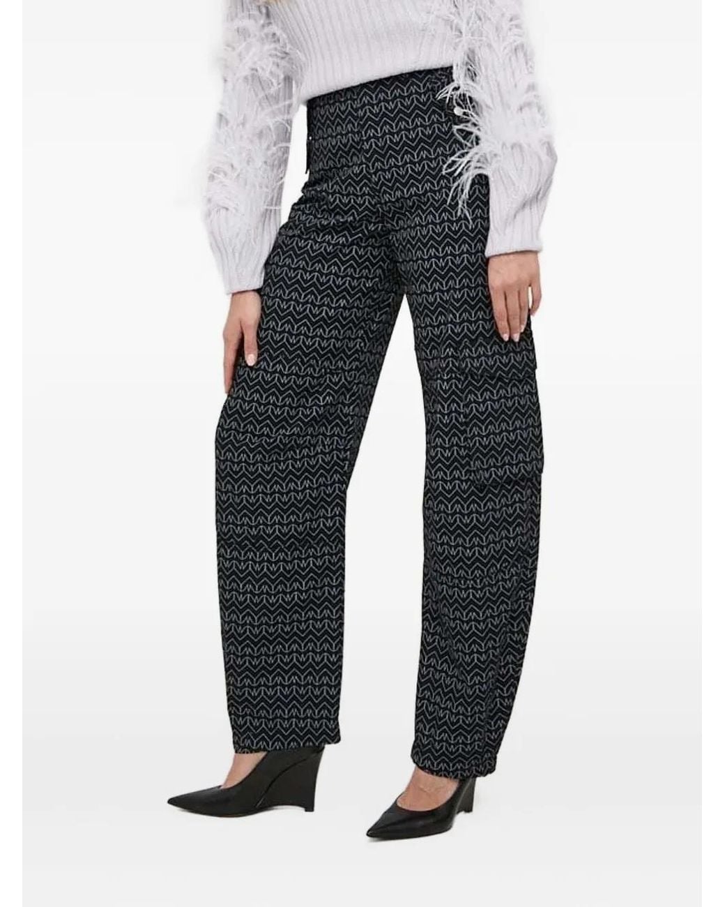 Patrizia Pepe Blue Geometric-Print Trousers