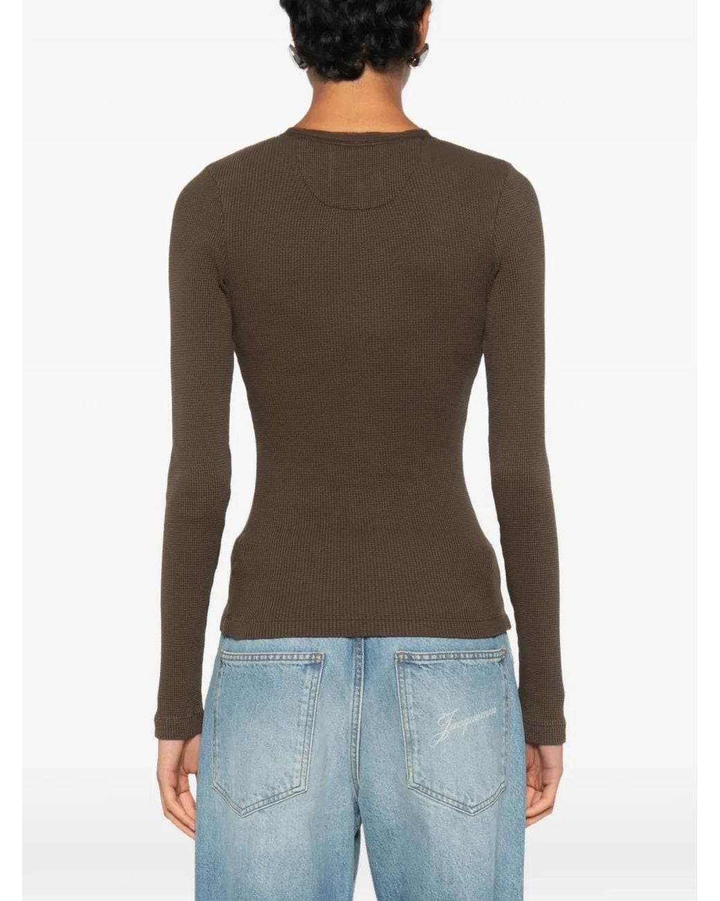 Citizens of Humanity Brown Drea Waffle-Knit Henley Top