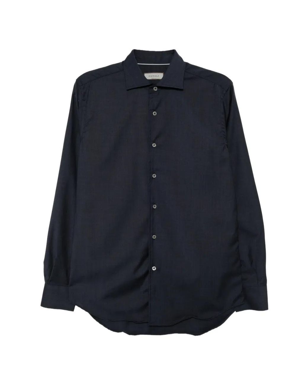 Canali Blue Button-Down Wool Shirt for men