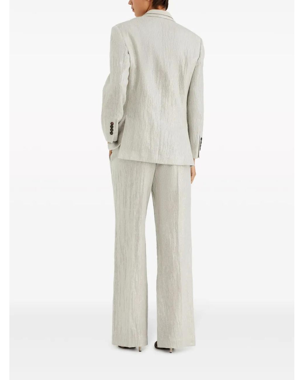 Brunello Cucinelli White Wide-Leg Suit