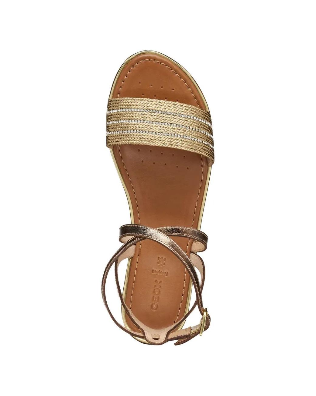 Geox White Crystal-Embellished Metallic-Leather Sandals