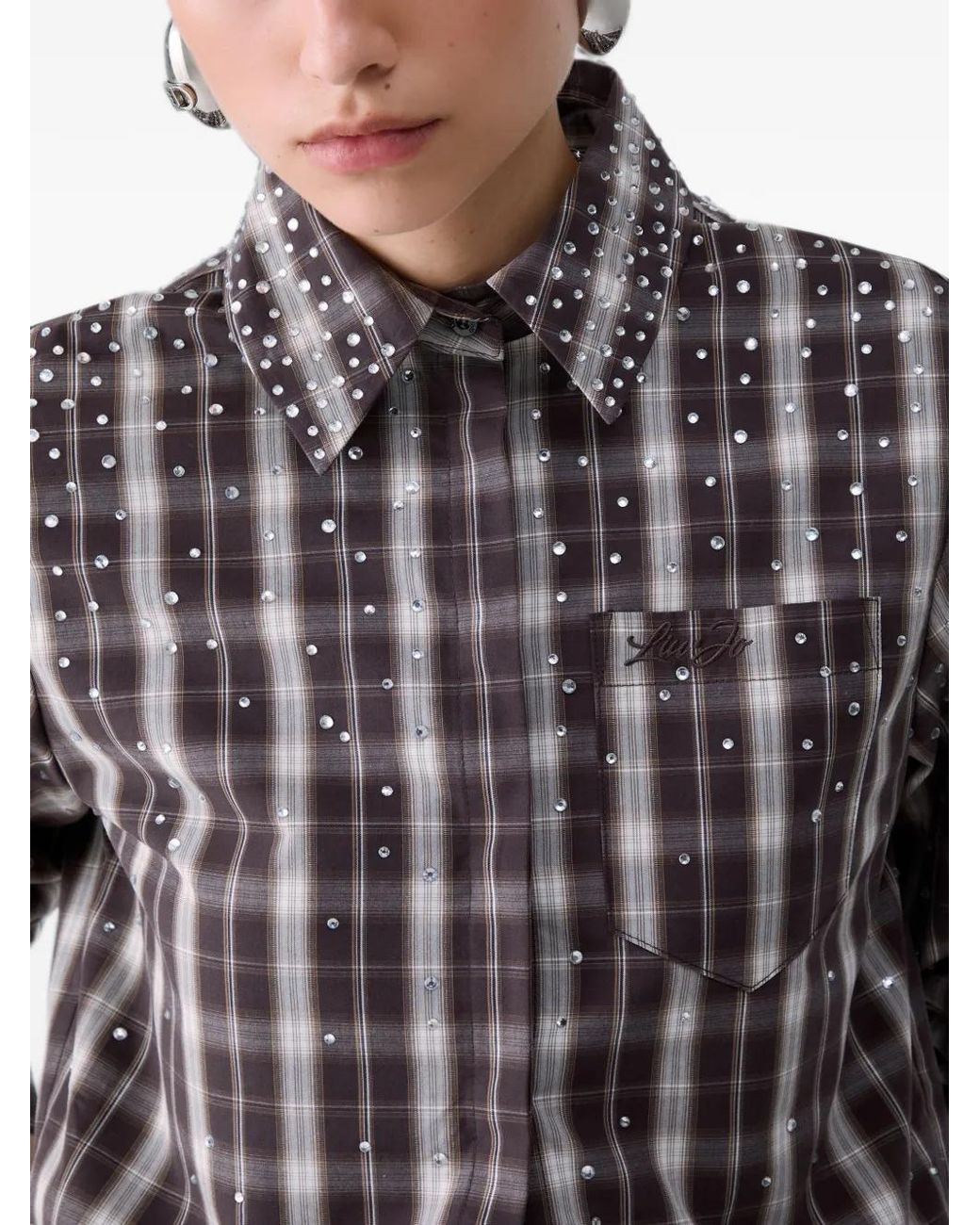 Liu Jo Brown Check Fabric Shirt