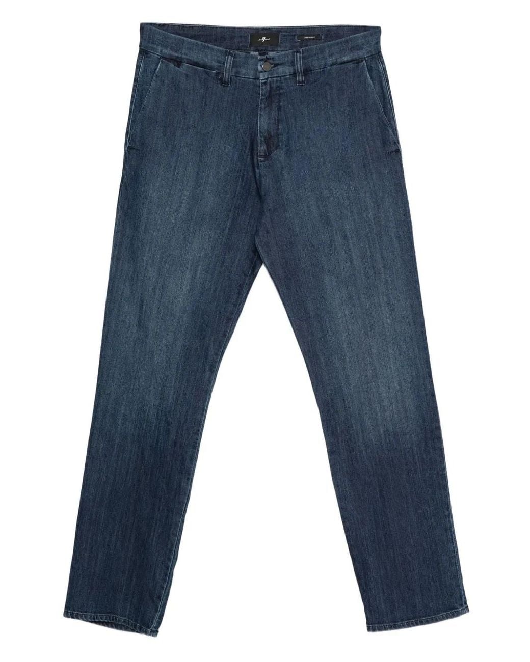 7 For All Mankind Blue Buttoned Jeans for men