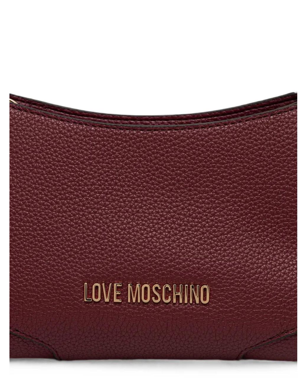 Love Moschino Purple Logo-Plaque Pebbled-Effect Shoulder Bag