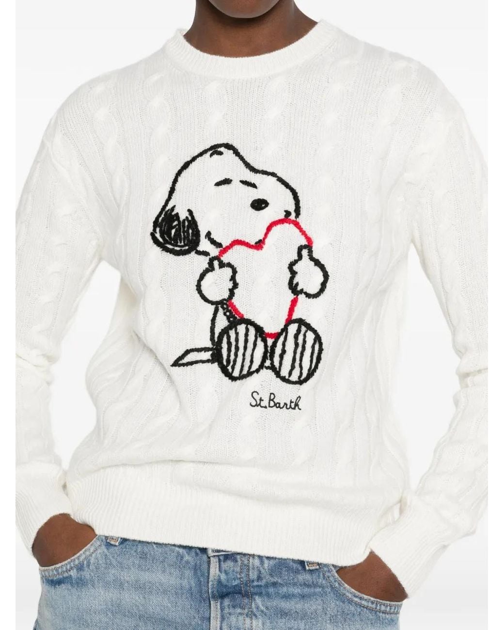 Mc2 Saint Barth Blue X Peanuts New Queen Cable-Knit Snoopy Sweater