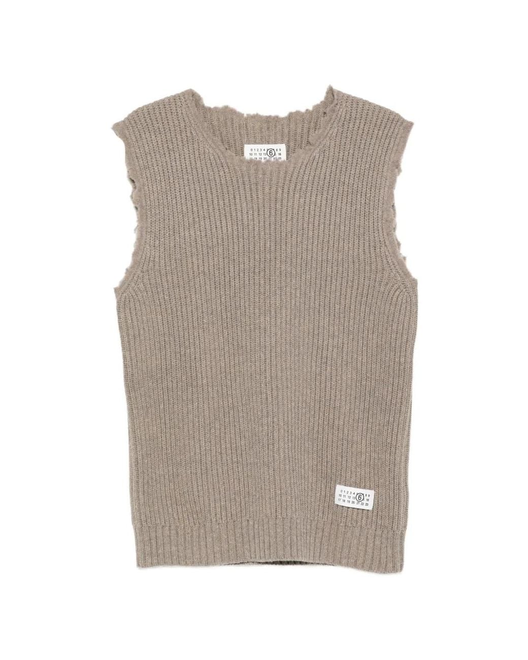 MM6 by Maison Margiela Gray Distressed Ribbed-Knit Vest