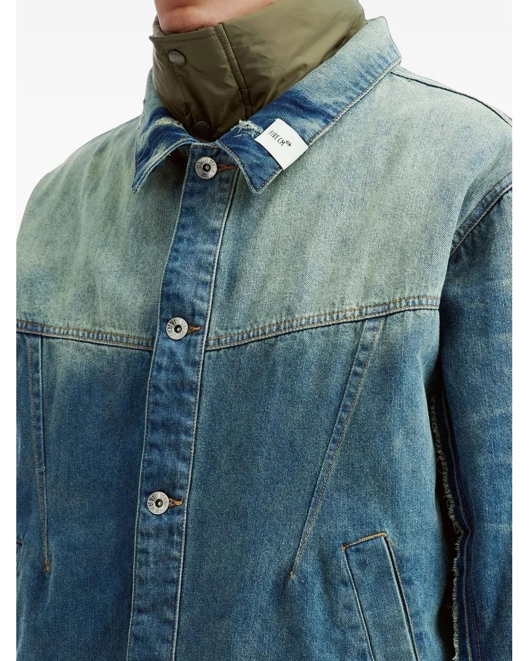 FIVE CM Blue Quilted-Panel Denim Jacket for men