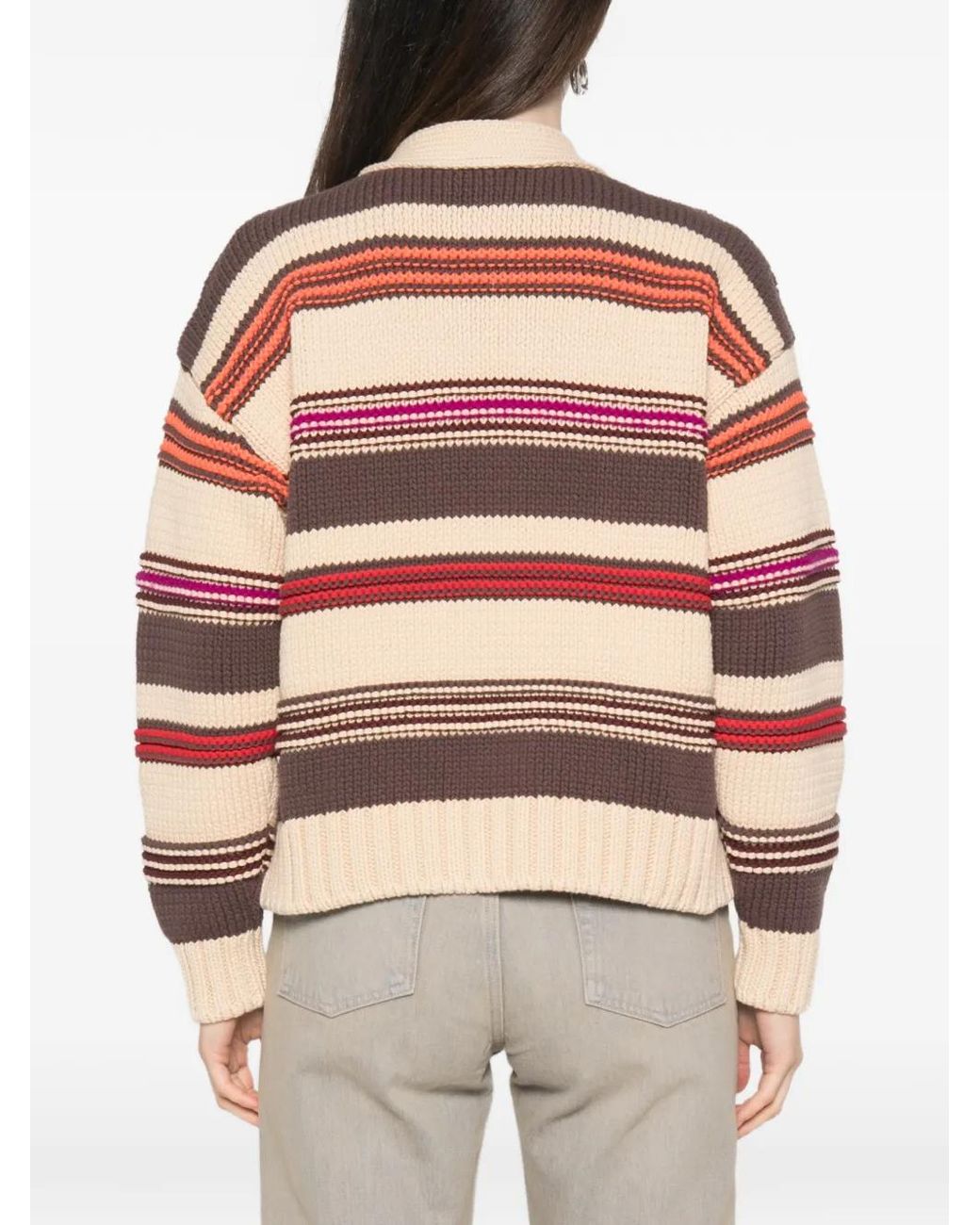 N°21 Red Striped-Pattern Cardigan