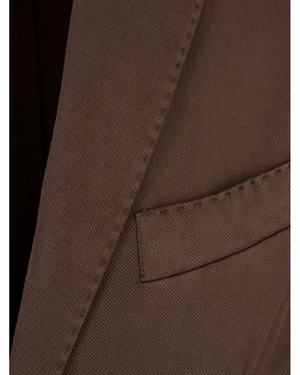 RUSSO CAPRI Brown Buttoned Cotton Blazer for men