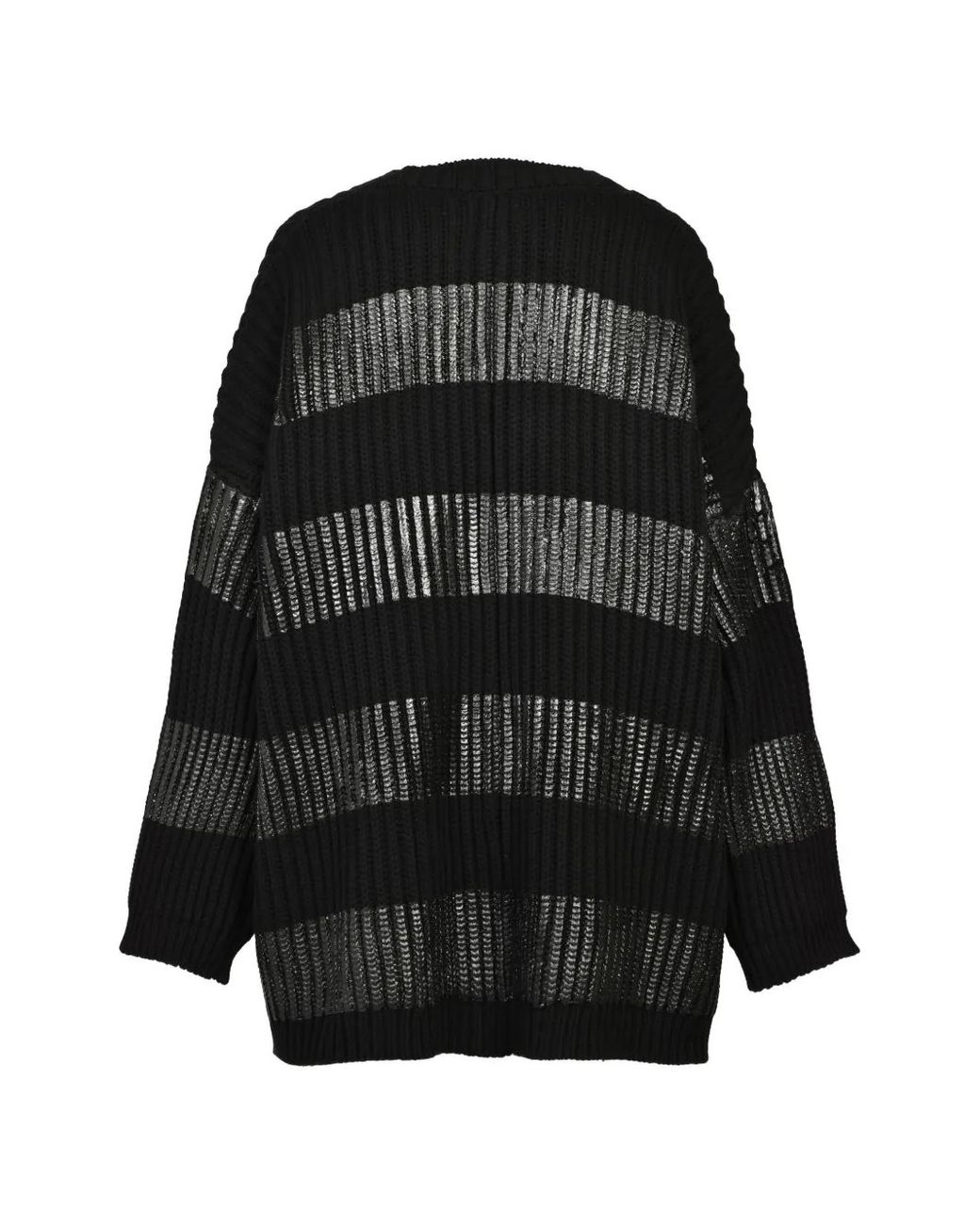 FILTH Black Waxed-Stripe Ribbed-Knit Cardigan for men
