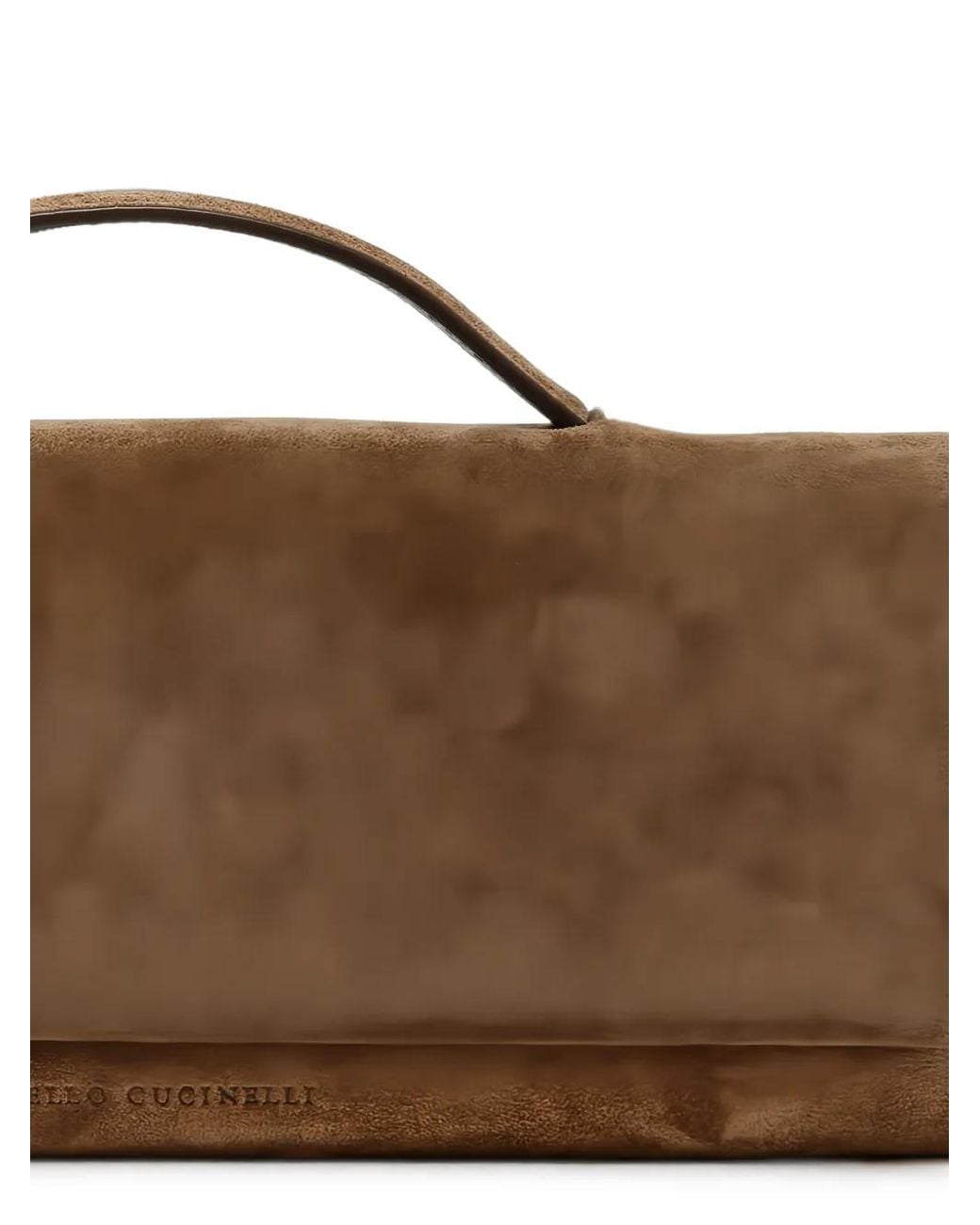 Brunello Cucinelli Brown Beaded Suede Clutch Bag