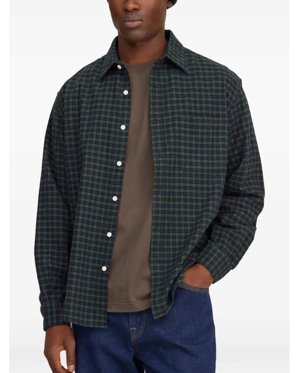 NN07 Blue Deon Check-Print Shirt for men