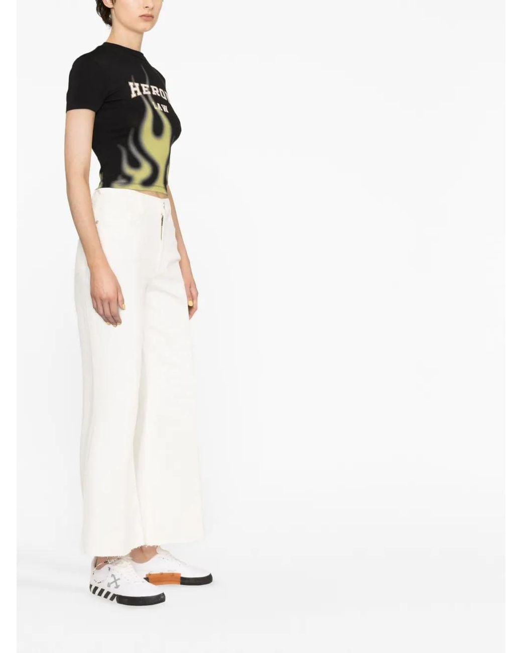 FRAME White 5B Pants Le Palazzo Crop Raw Natural