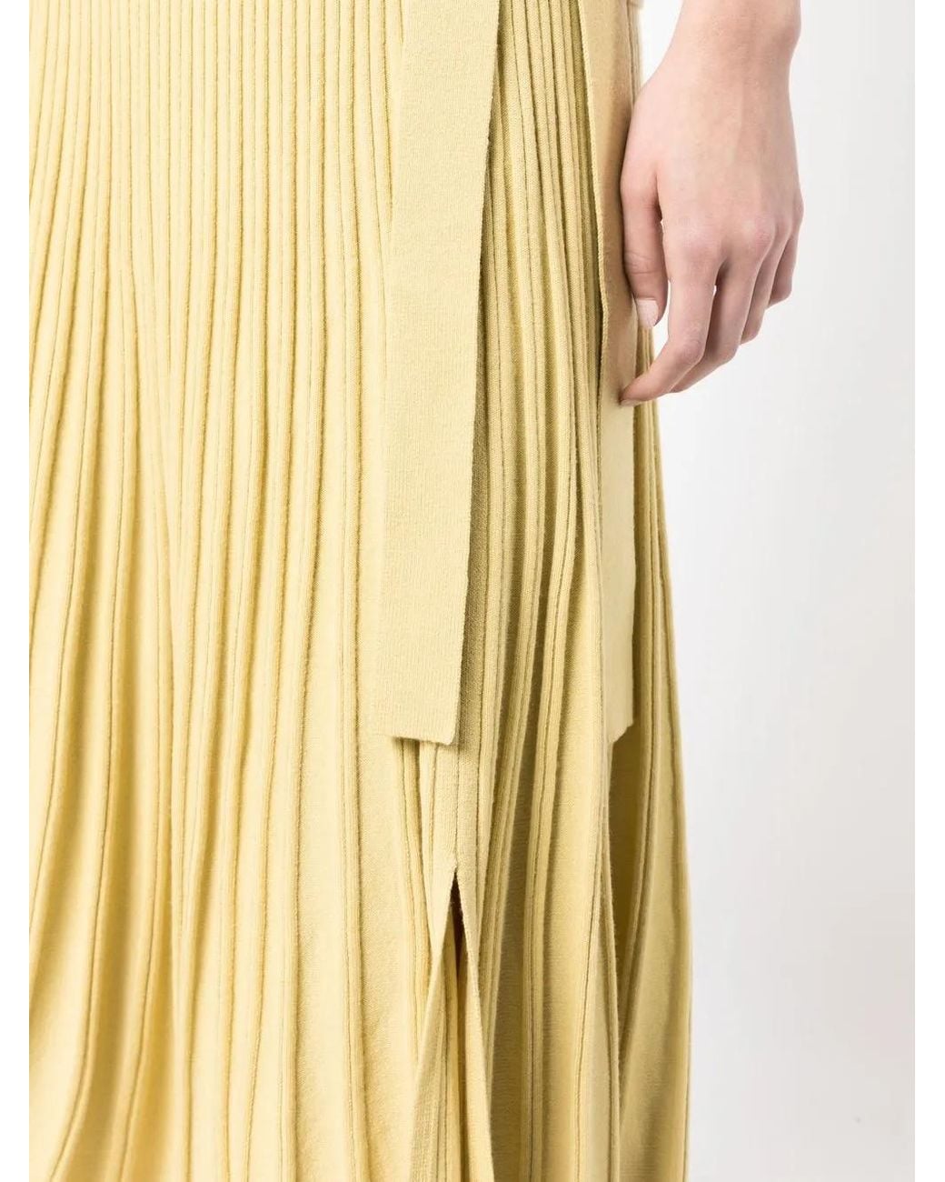 3.1 Phillip Lim Yellow Pleated Wool-Blend Midi Skirt